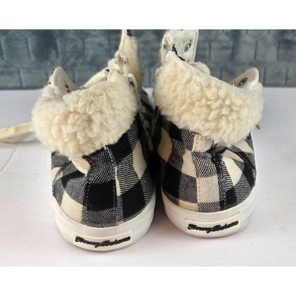 Tommy Bahama High Top‎ Sneakers Black Buffalo Plaid Shoes Size 7.5